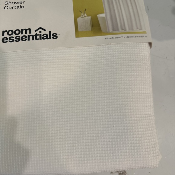2 Waffle Weave Fabric Shower Curtain - Room Essentials - White - 72" x 72" - Picture 6 of 6